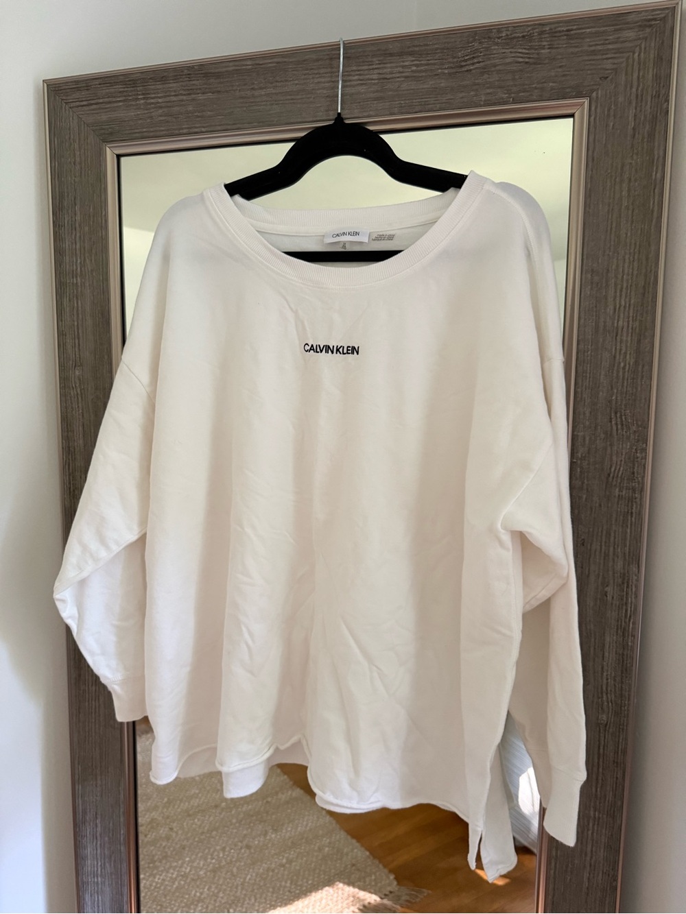 Calvin Klein White Logo Crewneck Sweatshirt Womens Plus Size